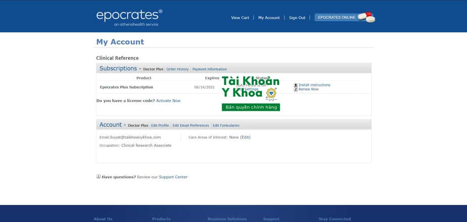 epocrates 1 Tài khoản y khoa bản quyền