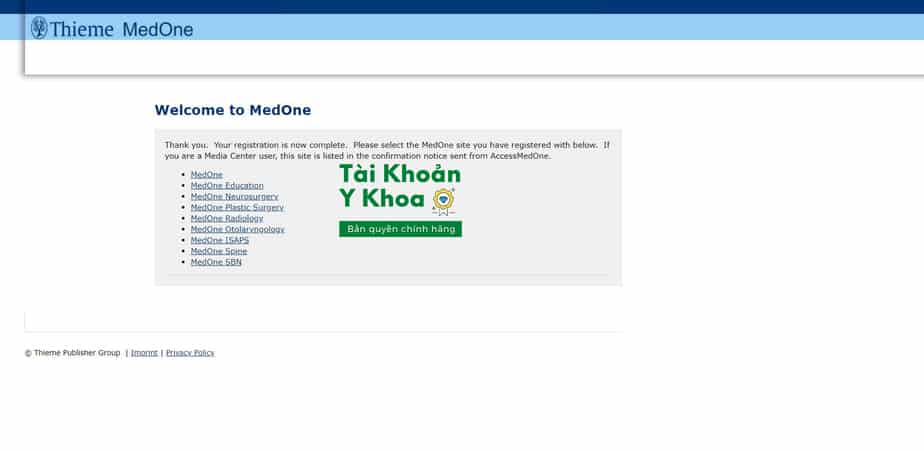 medone 1 Tài khoản y khoa bản quyền